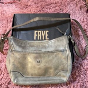 Frye brand grey weathered look leather purse